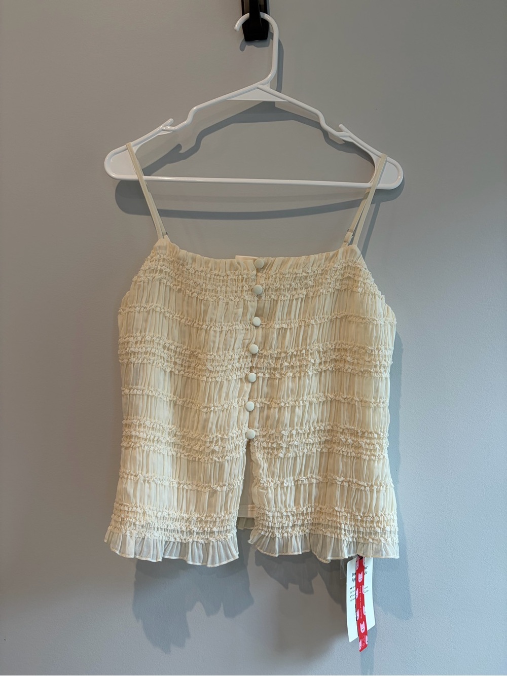 Cider Cream Smocked Button-Front Tank Top